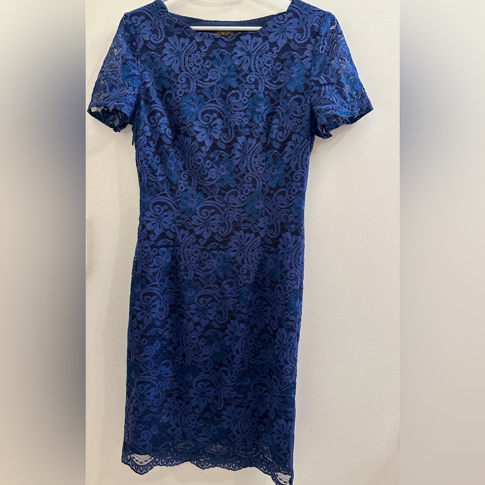 Elegant blue lace dress